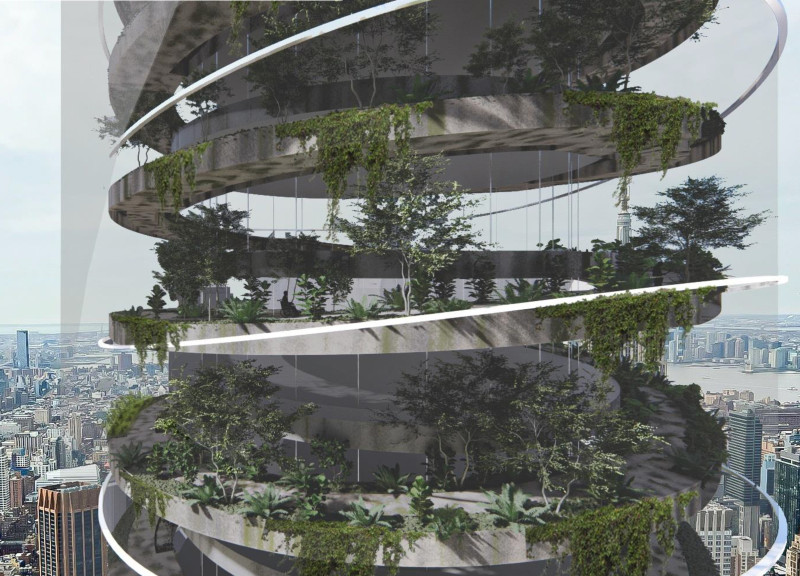 Curvilinear Design Enhanced by Vertical Gardens and Sustainable Materials