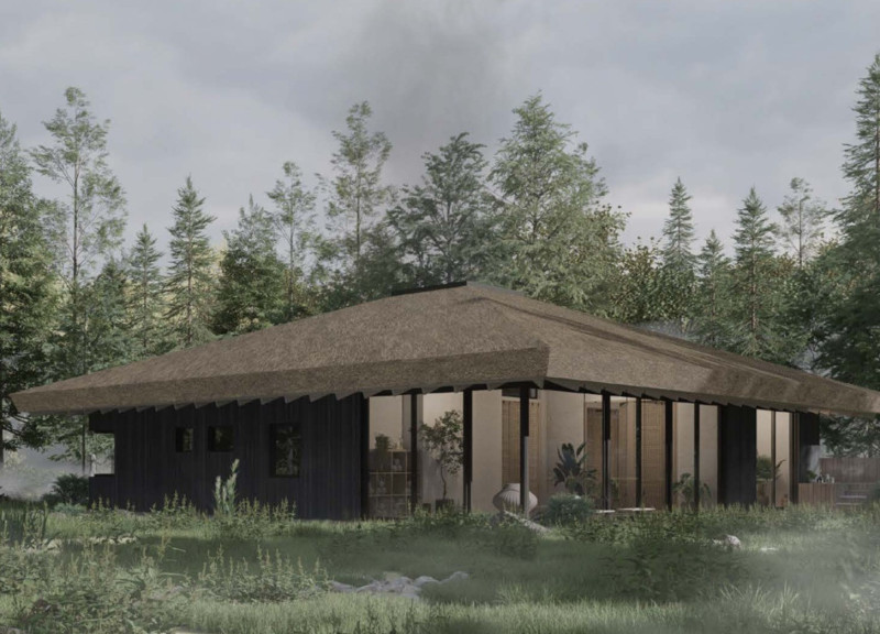 Reed Roofing and Natural Pool Within a Traditional Timber Retreat