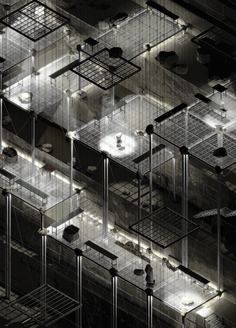 Limestone and Steel Framework Redefining Public Space Through Natural Textures and Light