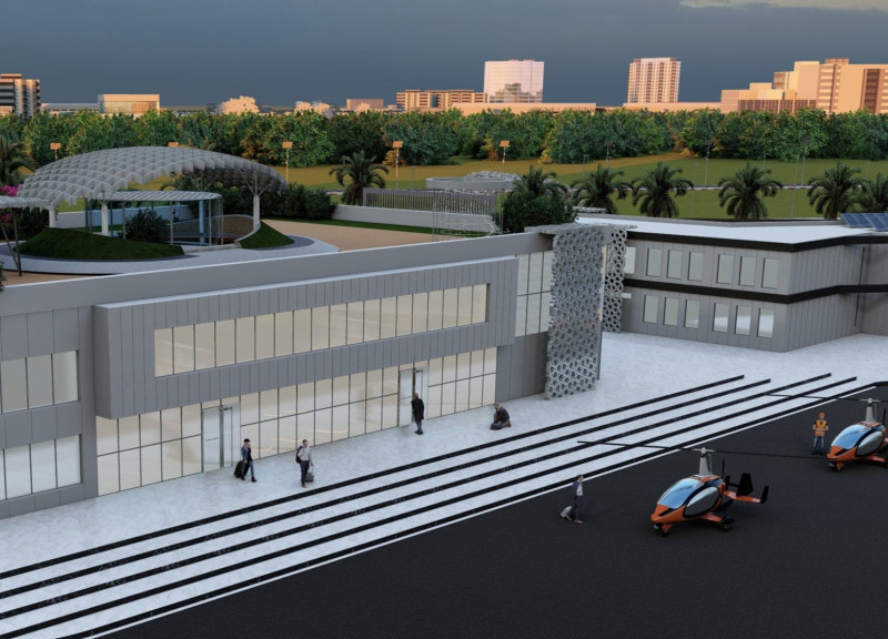 Electrochromic Glass and Terracotta Facade Enveloping a Sustainable Training Hub for Aviation