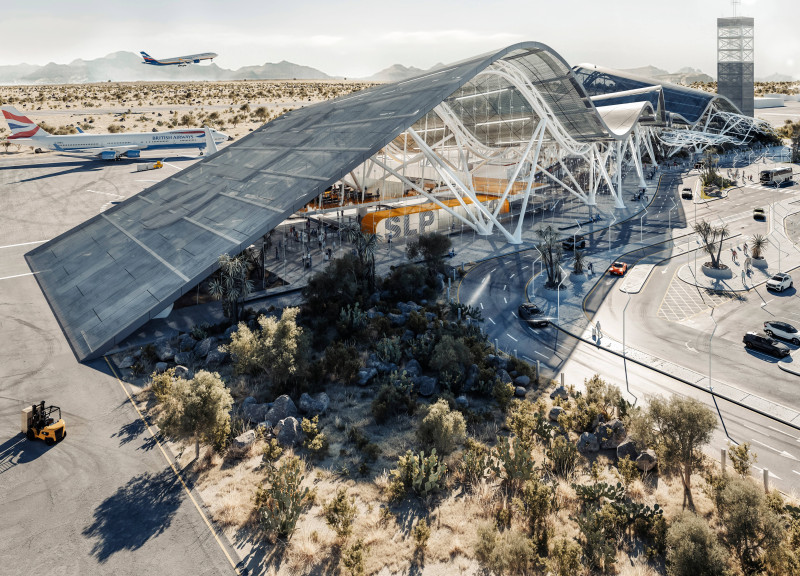 Undulating Roof Structure with Glass and Precast Concrete for a Modern Transportation Hub