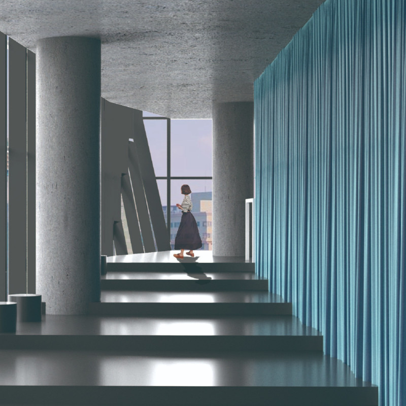 Contemplative Retail Space Emphasizing Textured Fabrics and Transparent Facades