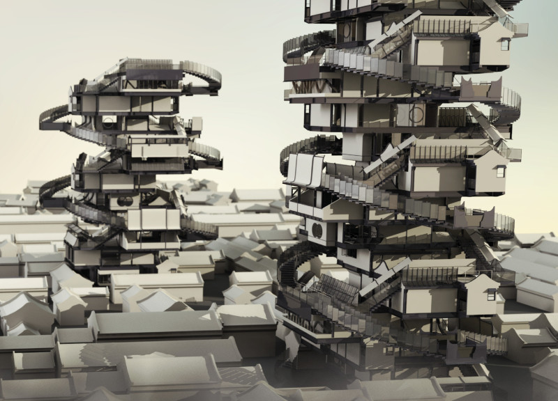 Vertical Living Spaces Crafted from Traditional Brick and Steel in Beijing's Historic Hutong