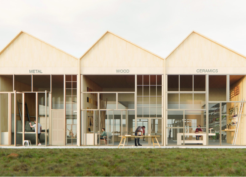 Charred Wooden Shingles and Cross-Laminated Timber Panels Form Sustainable Community Hub