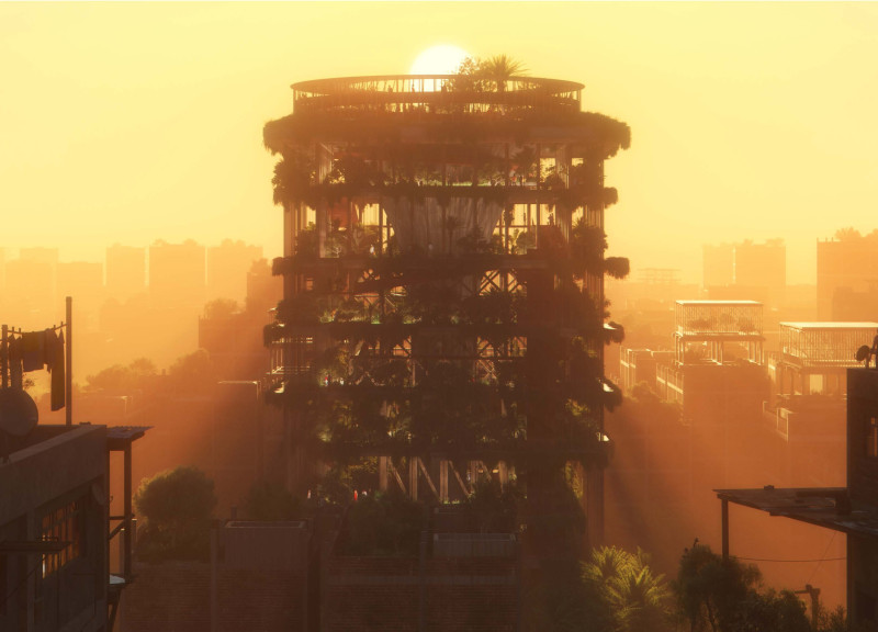 Vertical Living Spaces with Green Walls and Sustainable Materials in Urban Environments