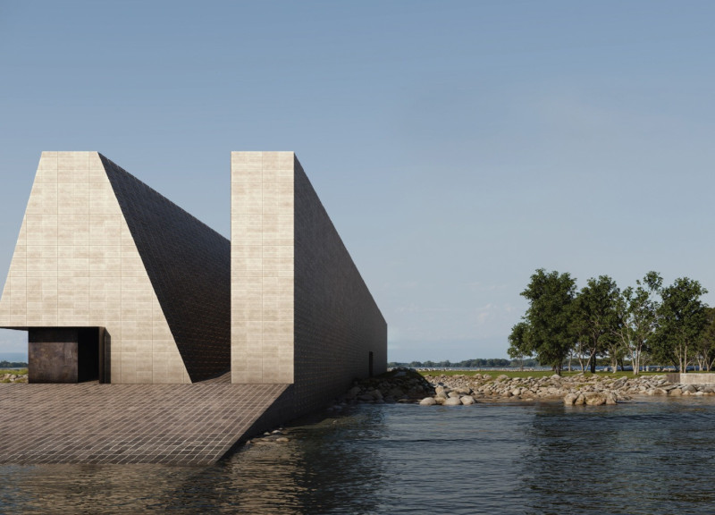 Minimalist Concrete Tumulus Emphasizing Communal Reflection with Natural Light and Local Stone