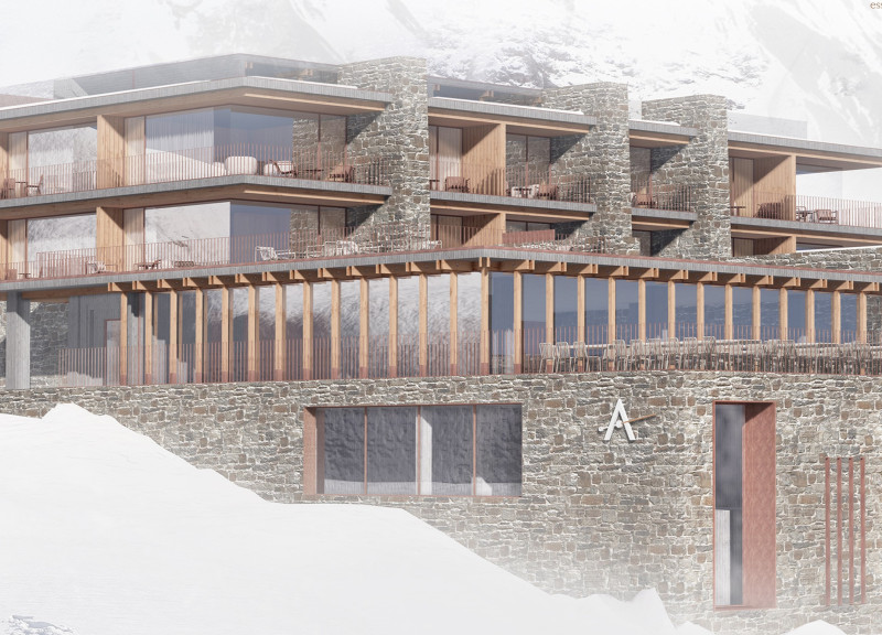 Cascading Facade of Local Stone and Timber Integration in Mountain Hospitality Design