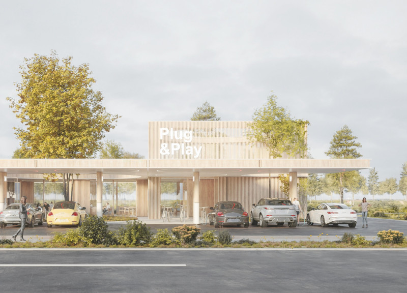 Charred Wooden Shingles and Cross-Laminated Timber Panels in a Multifunctional Urban Hub