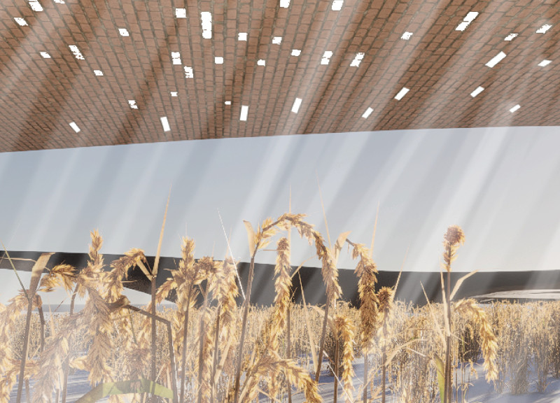 Charred Wooden Shingles Yielding Harmony in Earth-Integrated Community Spaces