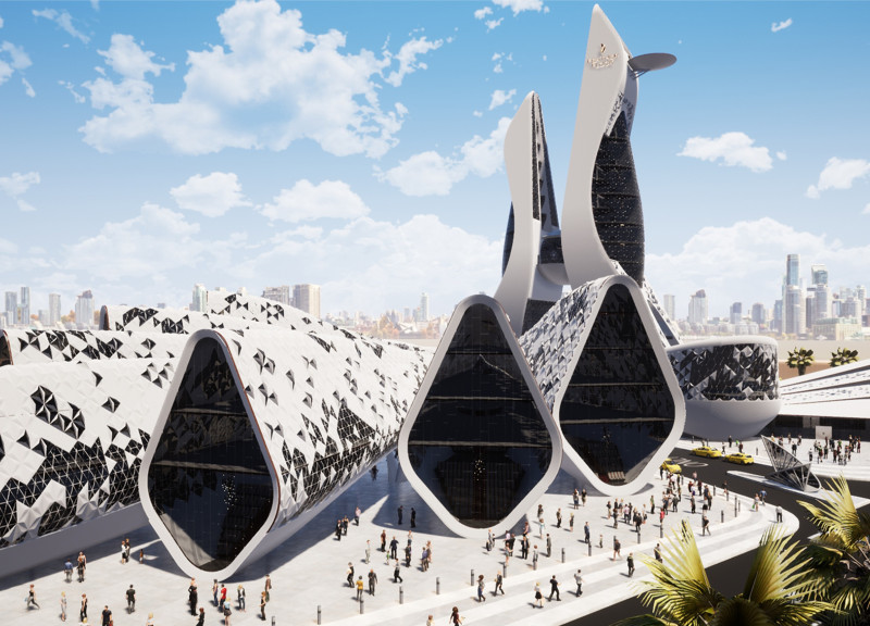 Feather-Like Structure Enhanced by Transparent Etfe and Sustainable Concrete for Community Gathering