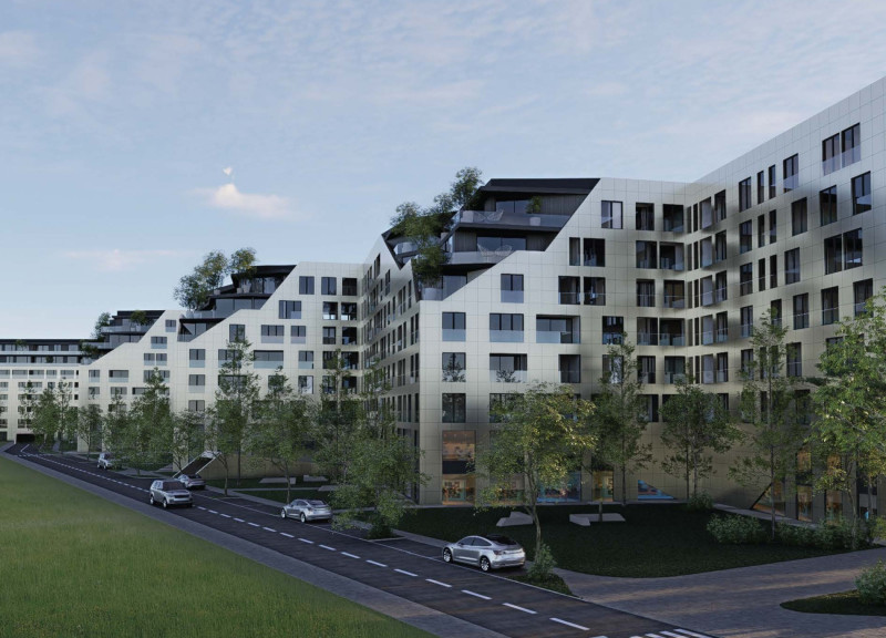 Charred Wooden Shingles and Green Roofs in a Community-Centric Mixed-Use Development