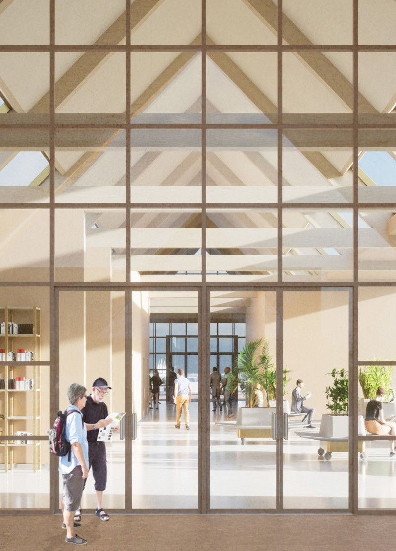 Charred Wooden Shingles and Angled Facades Define Sustainable Waterfront Engagement Space