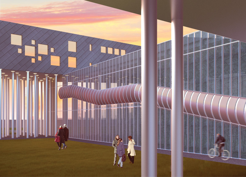 Transparent Glass Facade and Recycled Materials in a Community-Centric Waste Processing Facility