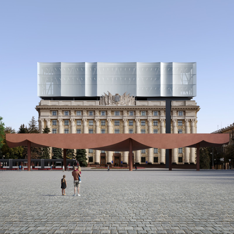 A Canopy of Crushed Bricks and Concrete Integrates History and Public Space in Kharkiv