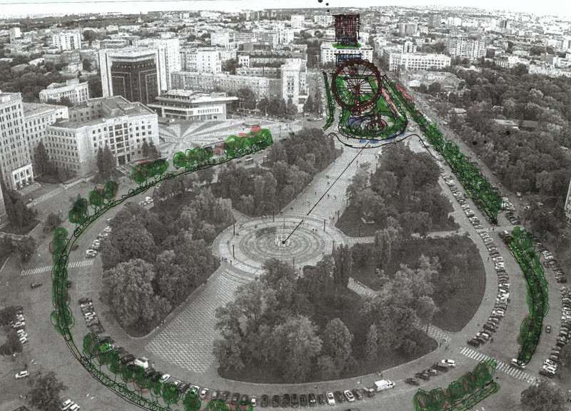 Reflective Pool Surrounded by Sustainable Materials in a Revitalized Urban Hub