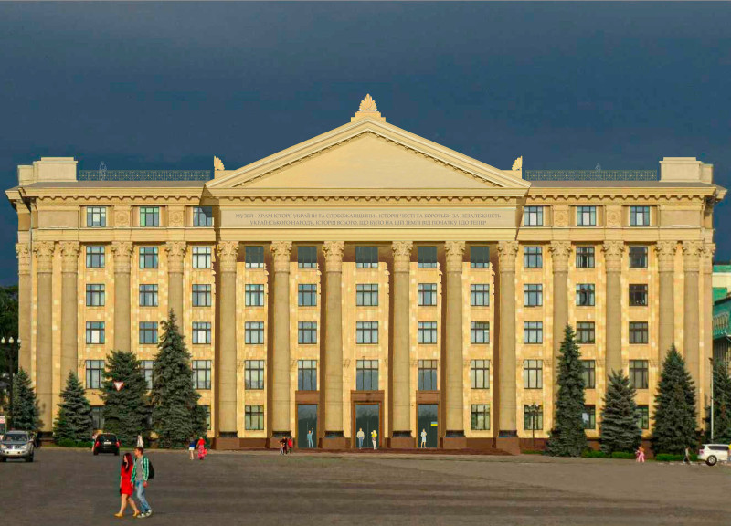 Heritage Inspired Space with Natural Stone and Glass Facade Serving as a Cultural Hub