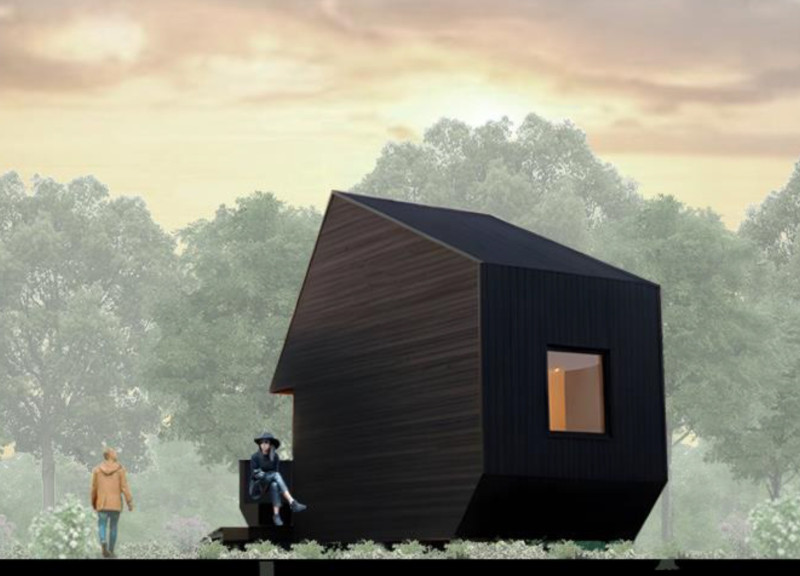 Celestial Observation Pavilion Crafted from Charred Timber and Steel Frame