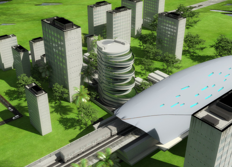 Layered Facade and Green Roof Create Community Hub in Urban Context