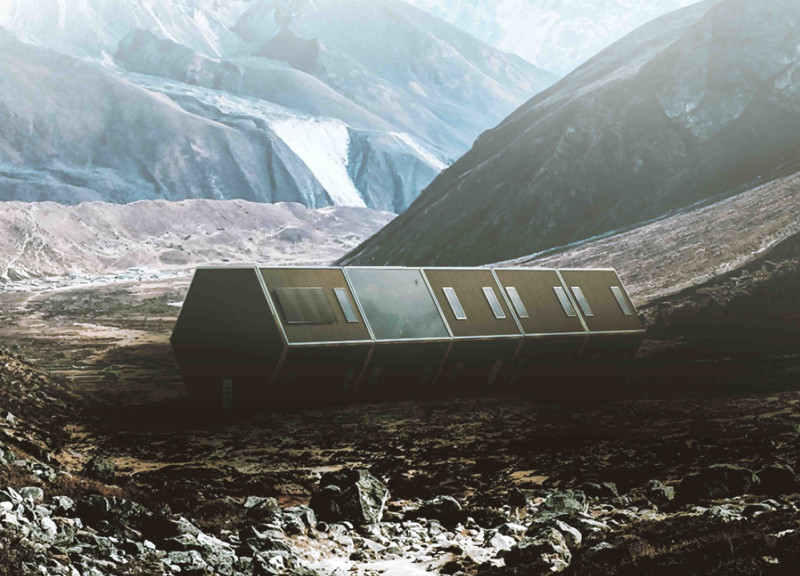 Hexagonal Design Utilizing Prefabricated Steel and Local Timber for Sustainable Mountain Living