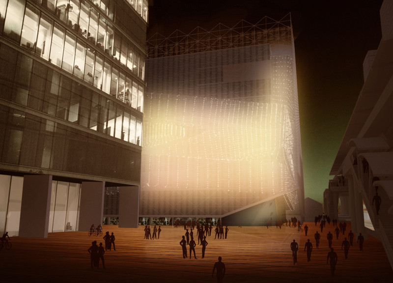 Textile Patterns and Transparent Glass Frame a Multifunctional Hub for Fashion and Community