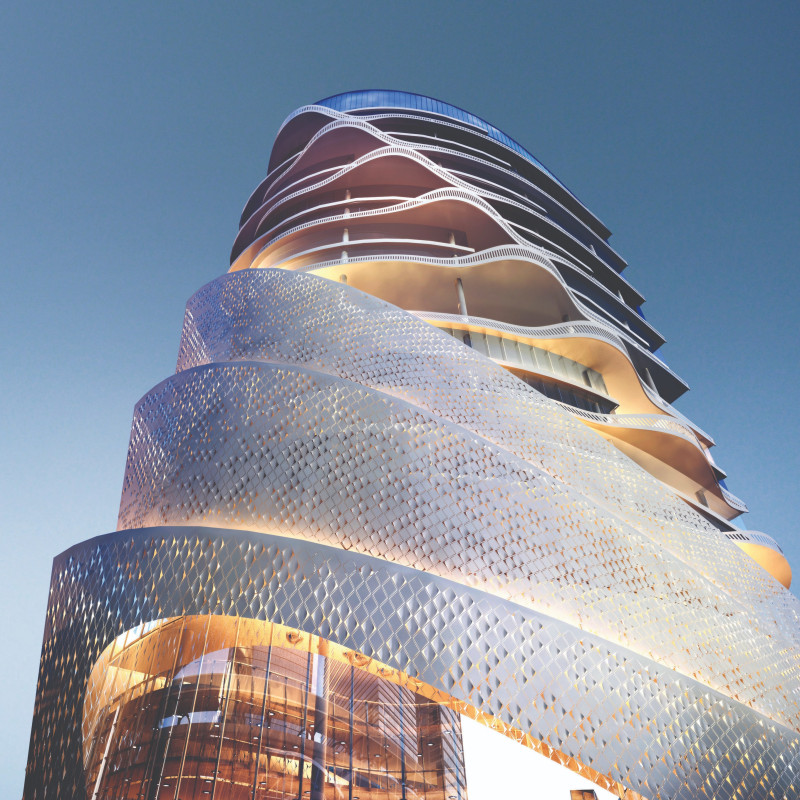 Perforated Facades and Green Roofs Defining a Multi-Functional Community Space