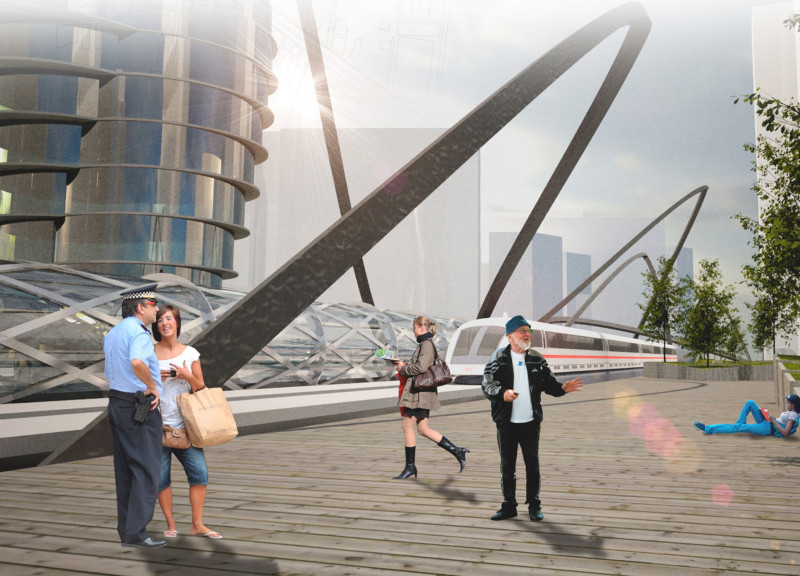 Floating Structure of Transparent Glass and Sustainable Concrete Celebrating Textile Heritage