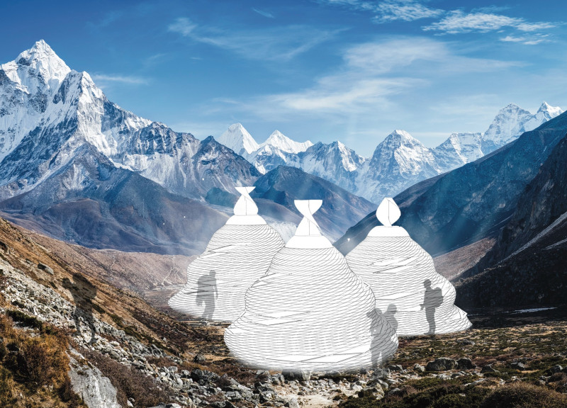 Aerodynamic Stone Shelter with Integrated Renewable Energy Solutions