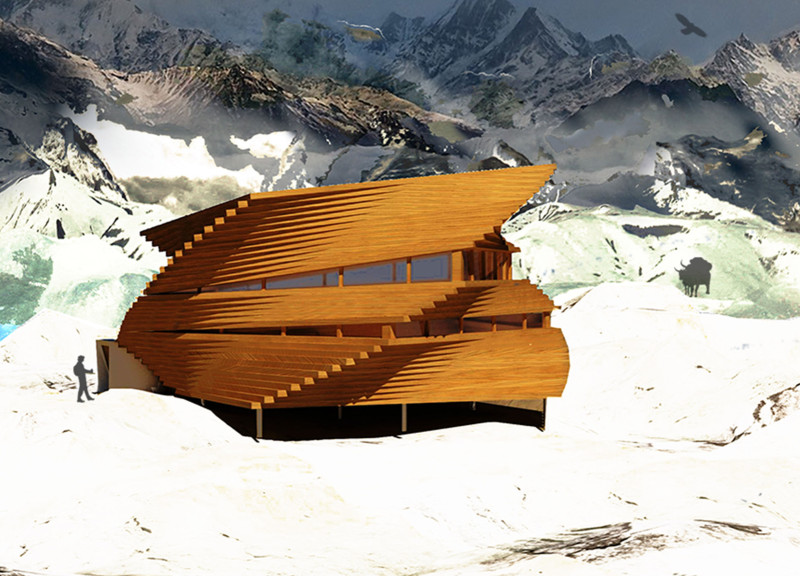 Larch-Clad Sanctuary with Photovoltaic Integration Nestled in Mountain Terrain