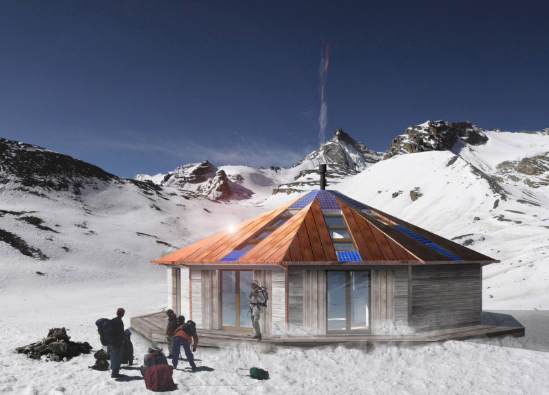 Circular Retreat Featuring Photovoltaic Copper Roof and Local Stone Elements
