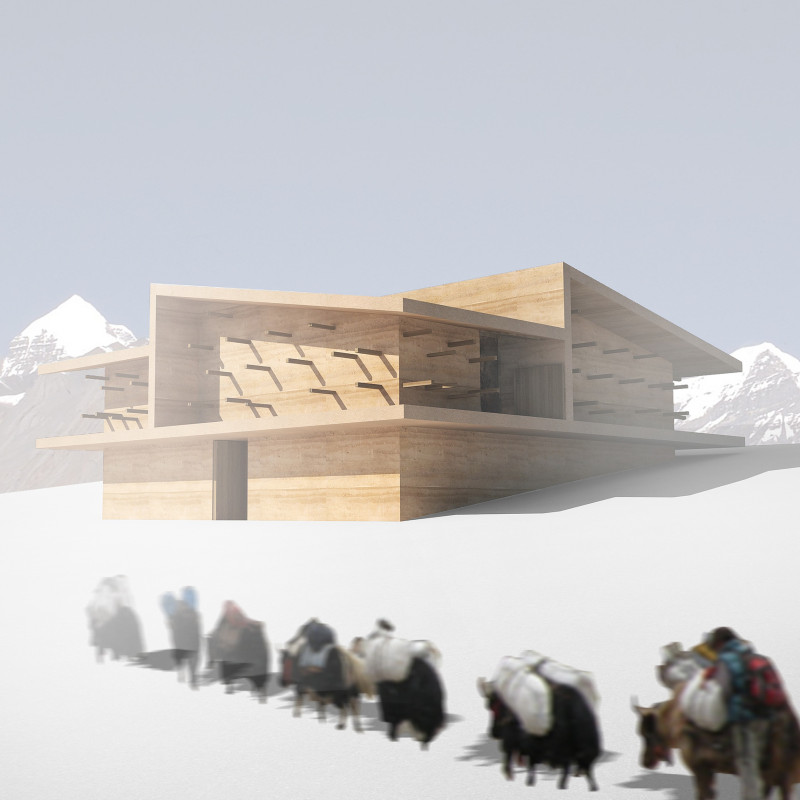 Rammed Earth Cabin Featuring Circular Layout and Solar Power Integration