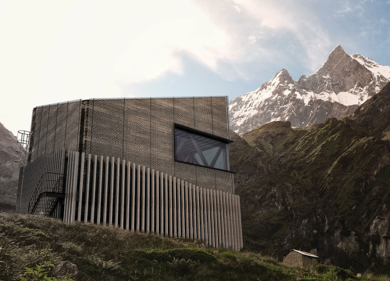 Charred Wooden Shingles and Photovoltaics Define Sustainable Mountain Shelter