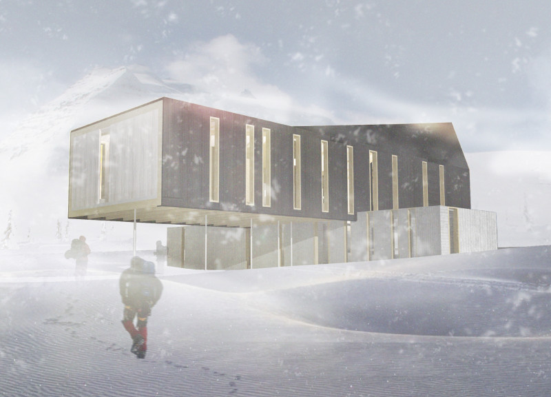 Rotating Volume Structure Crafted from Precast Concrete and Timber for Himalayan Refuge