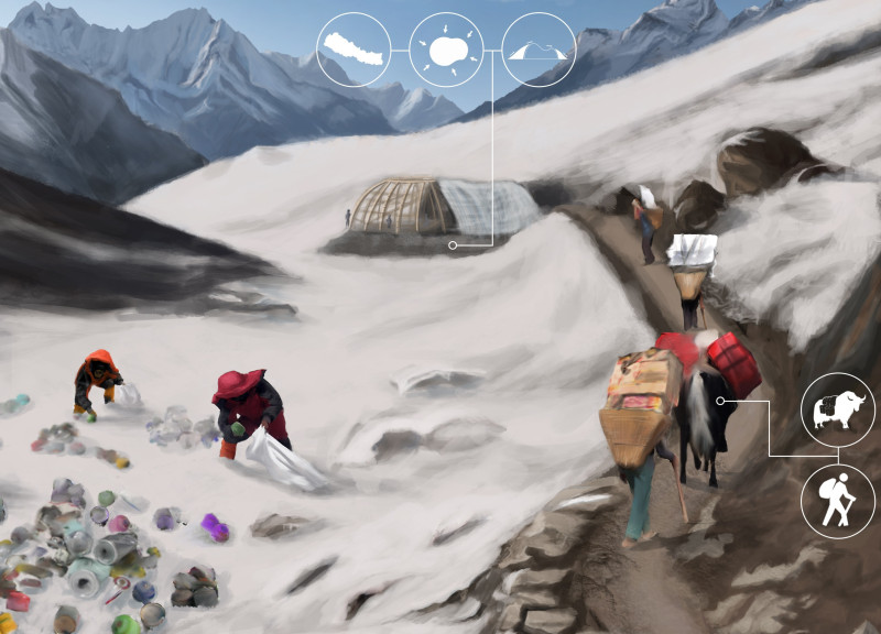 Aluminum Gas Cartouches and Bamboo Construct a Sustainable Shelter for Climbers in the Himalayas