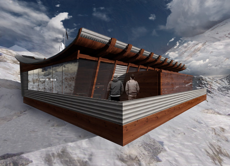 Thermal-Efficient Mountain Refuge Crafted with Rock Bedding and High-Density Wood