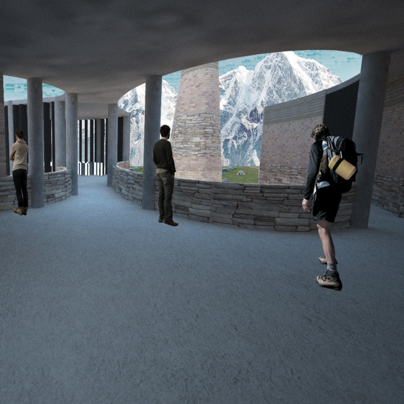 Mud Brick Structure with Natural Stone and Timber Integration for Mountain Shelter