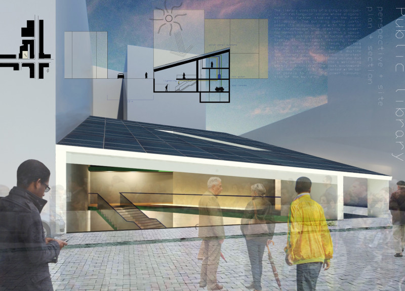 Oblique-Cut Glass Facade with Plywood Interiors Enhancing Community Engagement