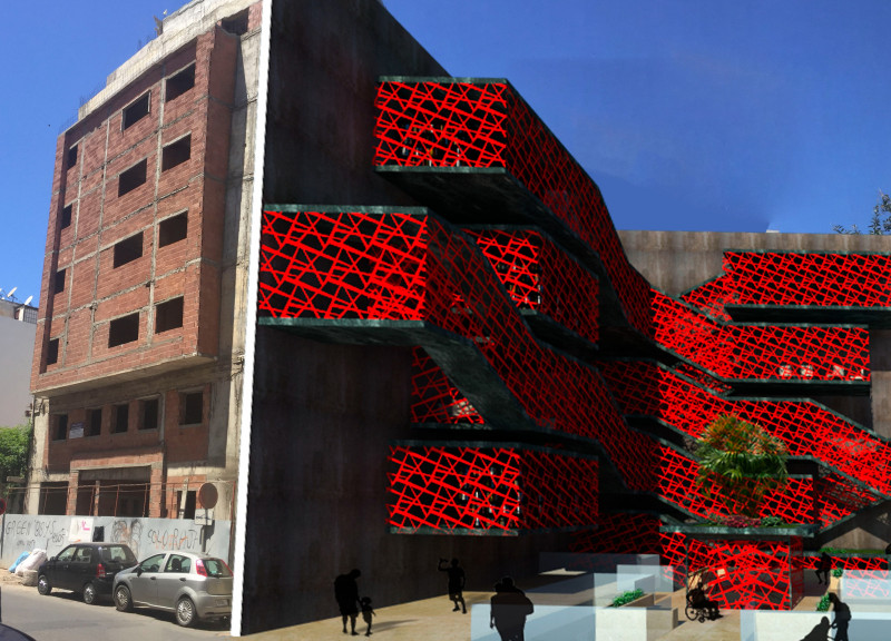 Metal Lattice Structure Enhances Commemorative Space Within Concrete and Glass Facade