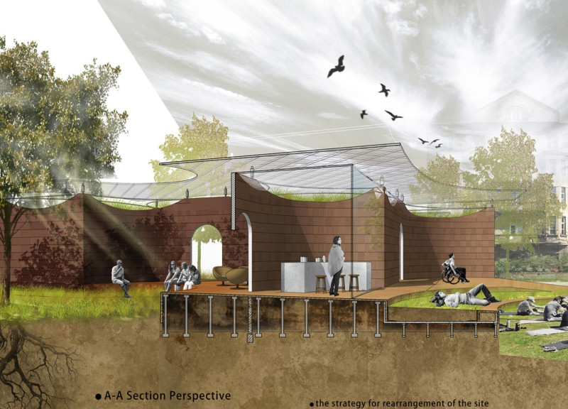 Biophilic Healing Spaces Enhanced by Earth Brick and Green Roof Integration