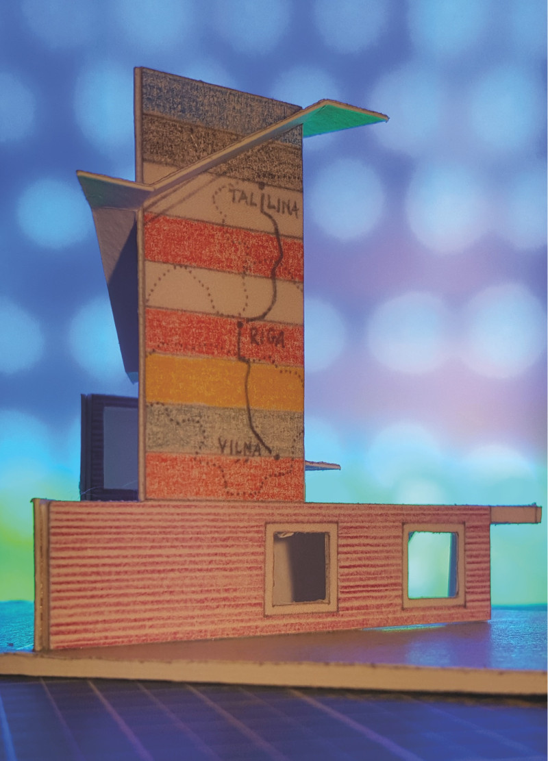 Triangular Forms of Color Bands and Cardboard Create Memorial for Baltic Unity