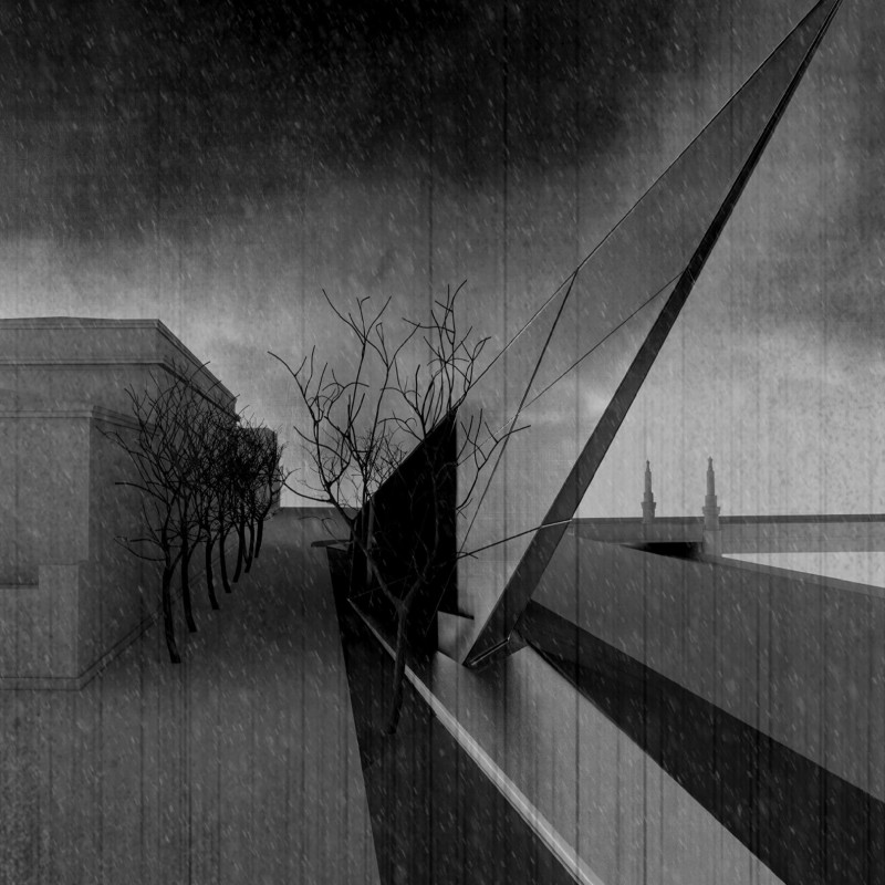 Translucent Glass and Reflective Surfaces Complementing Raw Concrete in a Multifunctional Memorial Space