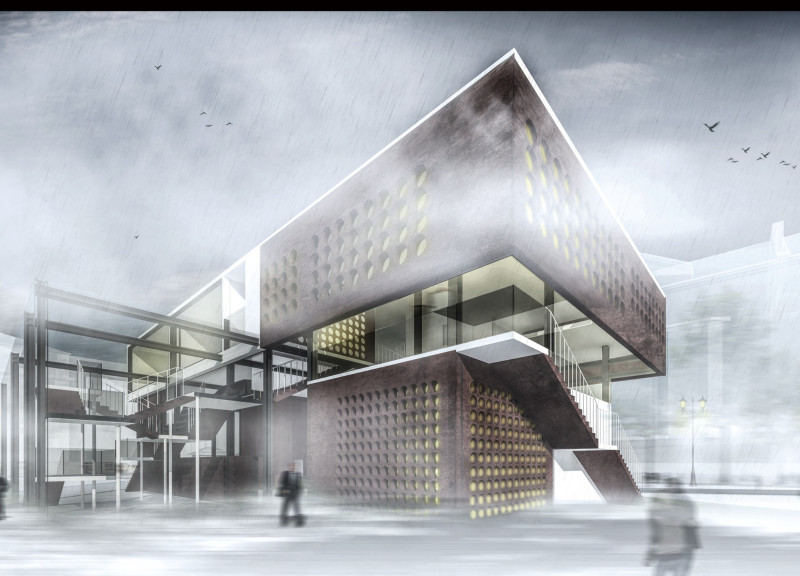 Perforated Brick Façade and Transparent Elements in a Healing Space for Lung Cancer Care