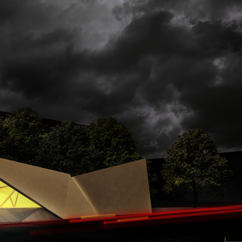 Translucent Glass Façade and Concrete Pathways Create a Reflective Space for Community Remembrance