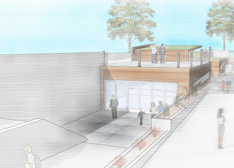 Reflective Pillars and Subterranean Pathways in a Community Commemoration Space