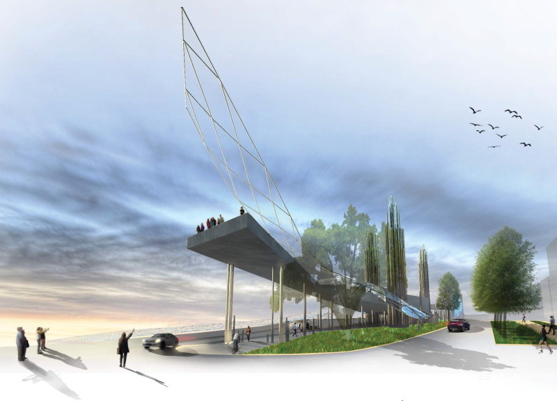 Cement Base Supporting Glass and Steel Expressions of Unity and Resistance