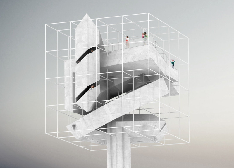 Panoramic Observation Deck Crafted in Reinforced Concrete and Glass with Community-Focused Exhibition Spaces