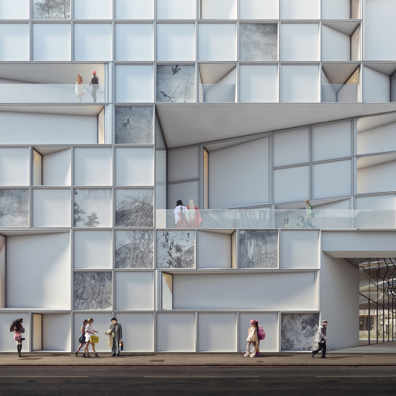 Charred Wooden Shingles and Glass Facade in a Flexible Learning Facility