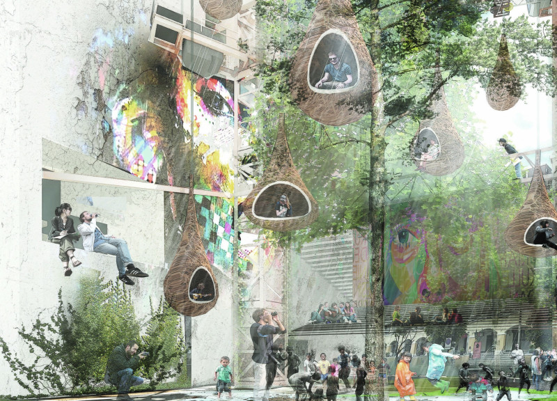 Elevated Hammock Pods Crafted from Bamboo and Steel in a Sustainable Artists' Retreat