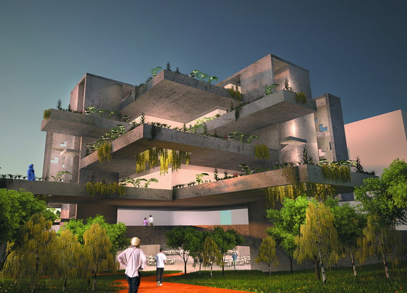 Charred Wood and Green Roofs Enhance Community Connectivity Through Modular Design