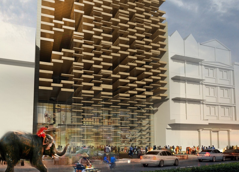 Charred Wooden Shingles and Transparent Walls in a Dynamic Community Hostel