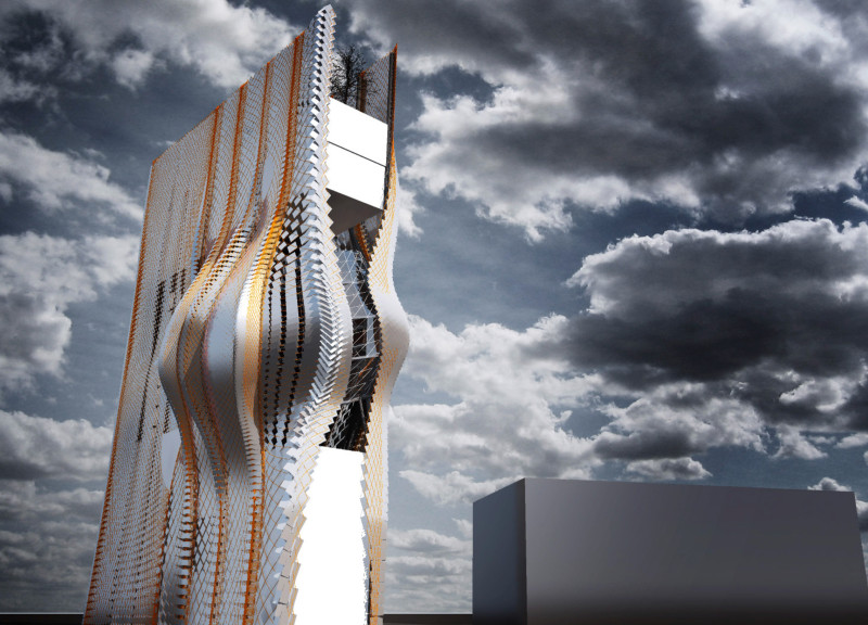 Curvilinear Design of Transparent Glass and Composite Materials in a Multi-Use Educational Hub